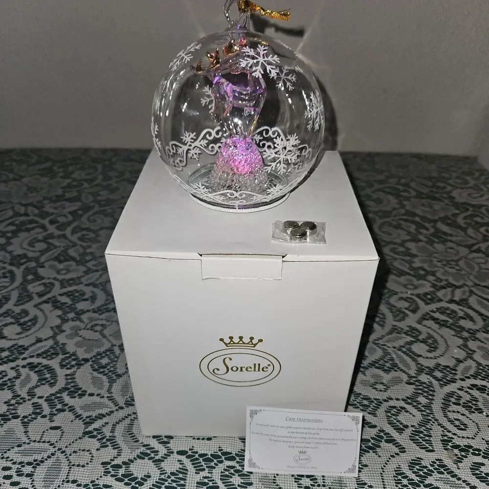 Vintage Soreele LED Lighted Glass Raindeer Globe